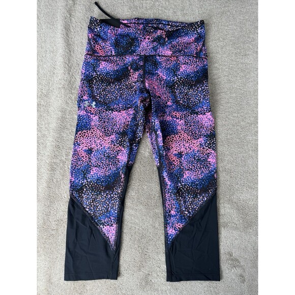 Under Armour Women's Compression Cropped Leggings Size Large Pink Blue - Picture 1 of 12